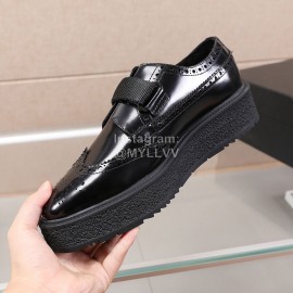 Prada Calf Leather Thick Soled Casual Shoes For Men Black