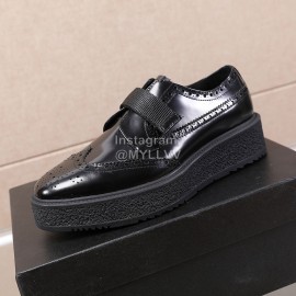 Prada Calf Leather Thick Soled Casual Shoes For Men Black
