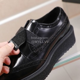 Prada Calf Leather Thick Soled Casual Shoes For Men Black