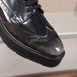 Prada Calf Leather Lace Up Thick Soled Casual Shoes For Men 
