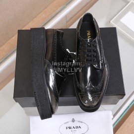 Prada Calf Leather Lace Up Thick Soled Casual Shoes For Men 