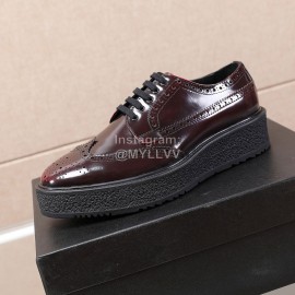 Prada Calf Leather Thick Soled Casual Shoes For Men Reddish Brown