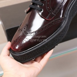 Prada Calf Leather Thick Soled Casual Shoes For Men Reddish Brown