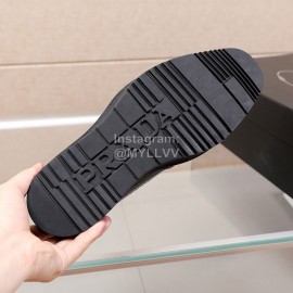 Prada Calf Leather Thick Soled Casual Shoes For Men Reddish Brown