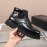 Prada Cowhide Lace Up Thick Soled Short Boots For Men Black