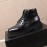 Prada Cowhide Lace Up Thick Soled Short Boots For Men Black