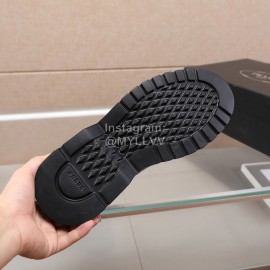 Prada Cowhide Lace Up Thick Soled Short Boots For Men Black