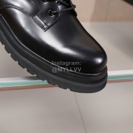 Prada Black Cowhide Lace Up Thick Soled Short Boots For Men 