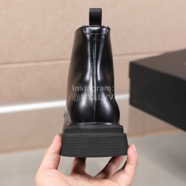 Prada Black Cowhide Lace Up Thick Soled Short Boots For Men 