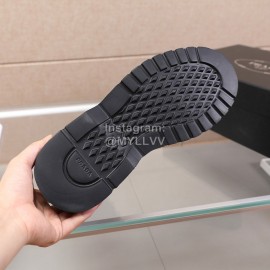 Prada Black Cowhide Lace Up Thick Soled Short Boots For Men 