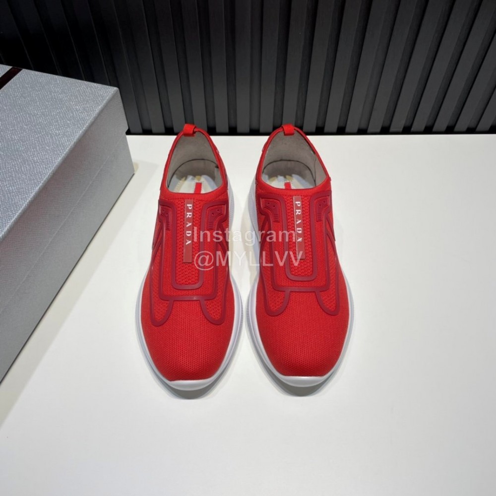 Prada Light Mesh Sneakers For Men Orange Red
