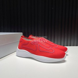 Prada Light Mesh Sneakers For Men Orange Red