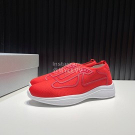 Prada Light Mesh Sneakers For Men Orange Red