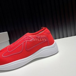 Prada Light Mesh Sneakers For Men Orange Red