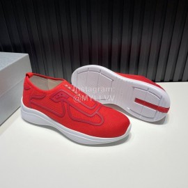 Prada Light Mesh Sneakers For Men Orange Red