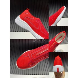Prada Light Mesh Sneakers For Men Orange Red