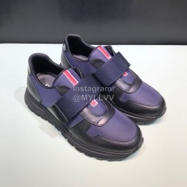 Prada Spring Cowhide Mesh Sneakers For Men Navy