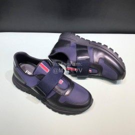 Prada Spring Cowhide Mesh Sneakers For Men Navy