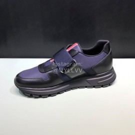 Prada Spring Cowhide Mesh Sneakers For Men Navy