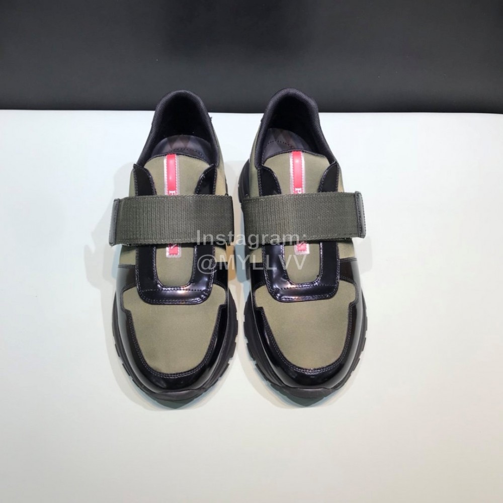 Prada Spring Cowhide Mesh Sneakers For Men Green