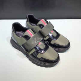 Prada Spring Cowhide Mesh Sneakers For Men Green