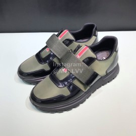 Prada Spring Cowhide Mesh Sneakers For Men Green