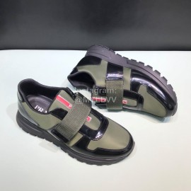 Prada Spring Cowhide Mesh Sneakers For Men Green