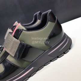 Prada Spring Cowhide Mesh Sneakers For Men Green