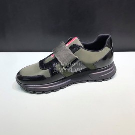 Prada Spring Cowhide Mesh Sneakers For Men Green