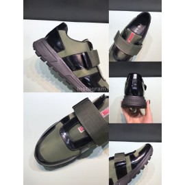 Prada Spring Cowhide Mesh Sneakers For Men Green