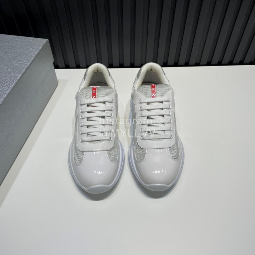Prada Fashion Cowhide Mesh Sneakers For Men White
