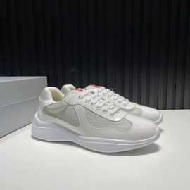 Prada Fashion Cowhide Mesh Sneakers For Men White