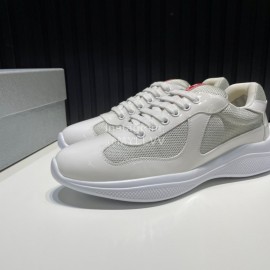 Prada Fashion Cowhide Mesh Sneakers For Men White