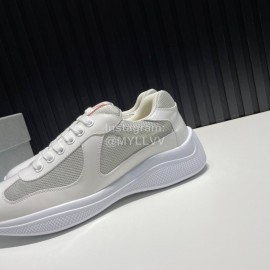 Prada Fashion Cowhide Mesh Sneakers For Men White