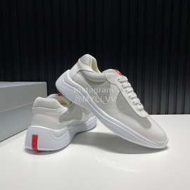 Prada Fashion Cowhide Mesh Sneakers For Men White