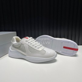 Prada Fashion Cowhide Mesh Sneakers For Men White