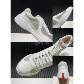 Prada Fashion Cowhide Mesh Sneakers For Men White