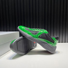 Prada Fashion Cowhide Mesh Sneakers For Men Green