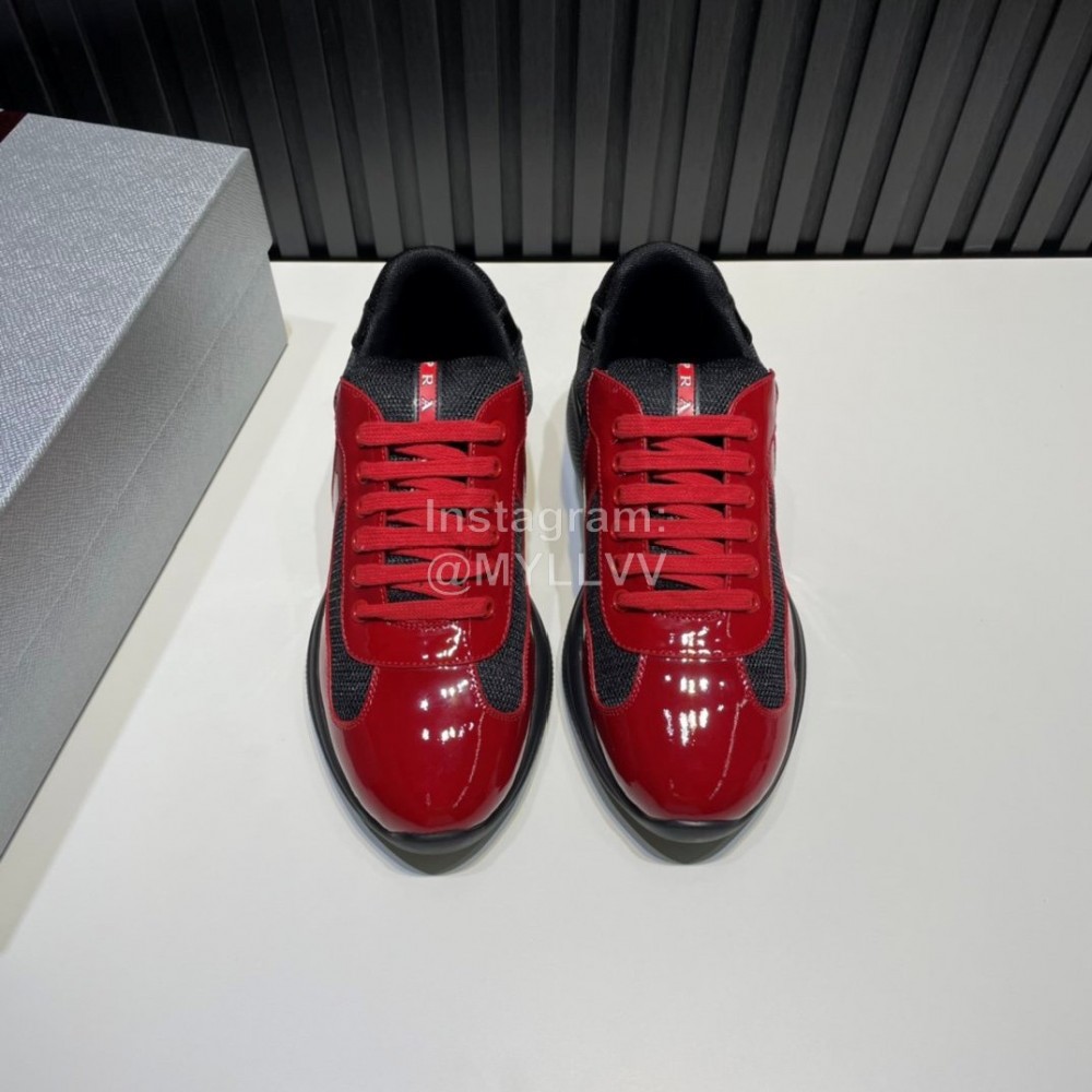 Prada Fashion Cowhide Mesh Sneakers For Men Red