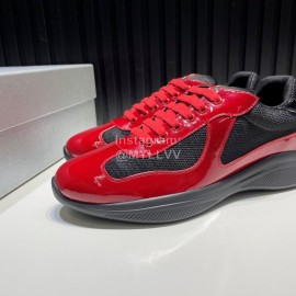 Prada Fashion Cowhide Mesh Sneakers For Men Red