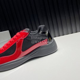 Prada Fashion Cowhide Mesh Sneakers For Men Red