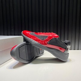 Prada Fashion Cowhide Mesh Sneakers For Men Red