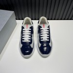 Prada Fashion Cowhide Mesh Sneakers For Men Navy