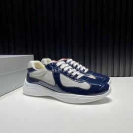 Prada Fashion Cowhide Mesh Sneakers For Men Navy