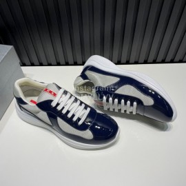 Prada Fashion Cowhide Mesh Sneakers For Men Navy