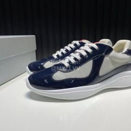 Prada Fashion Cowhide Mesh Sneakers For Men Navy
