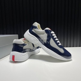 Prada Fashion Cowhide Mesh Sneakers For Men Navy