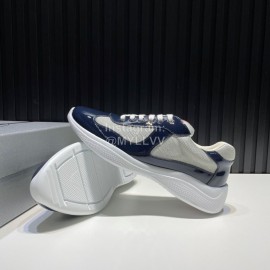 Prada Fashion Cowhide Mesh Sneakers For Men Navy