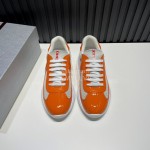 Prada Fashion Cowhide Mesh Sneakers For Men Orange