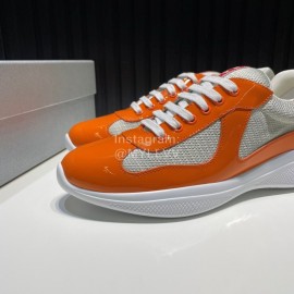 Prada Fashion Cowhide Mesh Sneakers For Men Orange